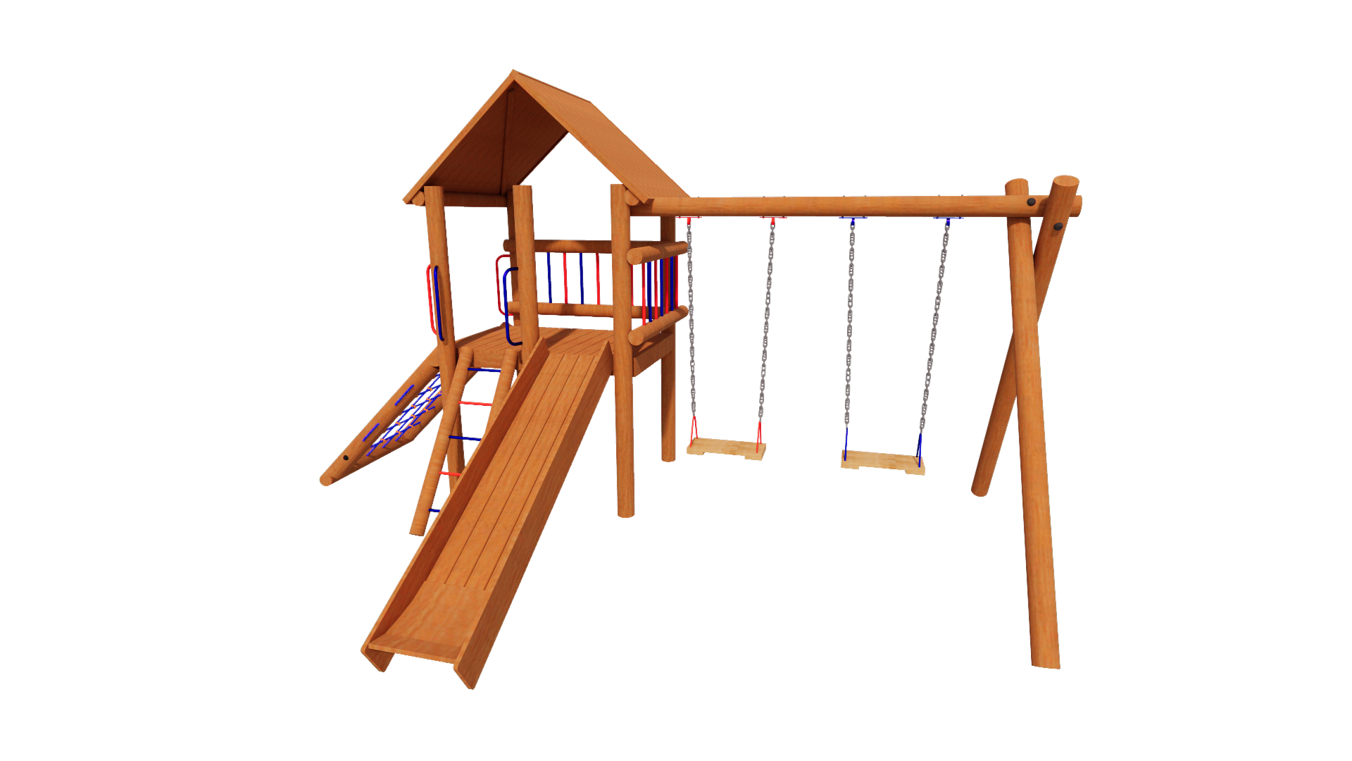 Playground de madeira ECO01 - Casa do tarzan - Brinquedo infantil em madeira tratada para área externa